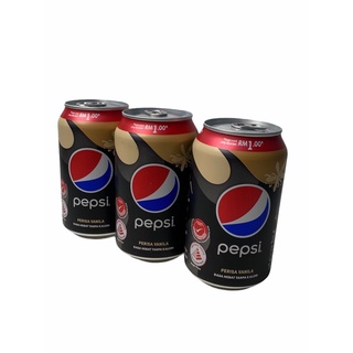 Pepsi Vanila,เป๊ปซี่ รส วานิลา รุ่น กระป๋อง 325ml สินค้านำเข้าจากมาเลเซีย 1SETCOMBO/จำนวน 3 กระป๋อง/บรรจุปริมาณ 975ml