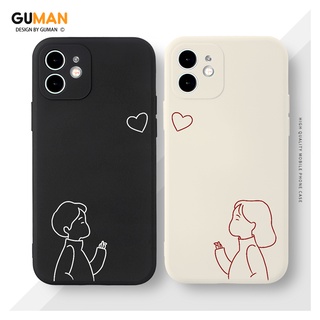 GUMAN เคสคู่ เคสไอโฟน คู่รัก ขอบเหลี่ยมกันกระแทกซิลิโคนนุ่มการ์ตูนน่ารักตลก เคสโทรศัพท์ Compatible for iPhone 14 13 12 11 Pro Max SE 2020 X XR XS 8 7 6 6S Plus พลัส XYI589