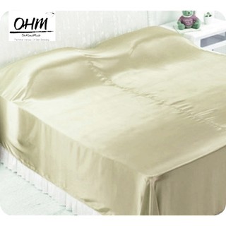 OHM ผ้าห่มคู่ ผ้าซาตินแท้ 440 เส้น (เกรดพรีเมี่ยม) ขนาด 70 นิ้ว x 90 นิ้ว (สีครีมอ่อน)