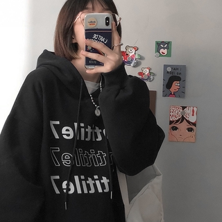 Women Korean English Letter Printed Ulzzang Hooide