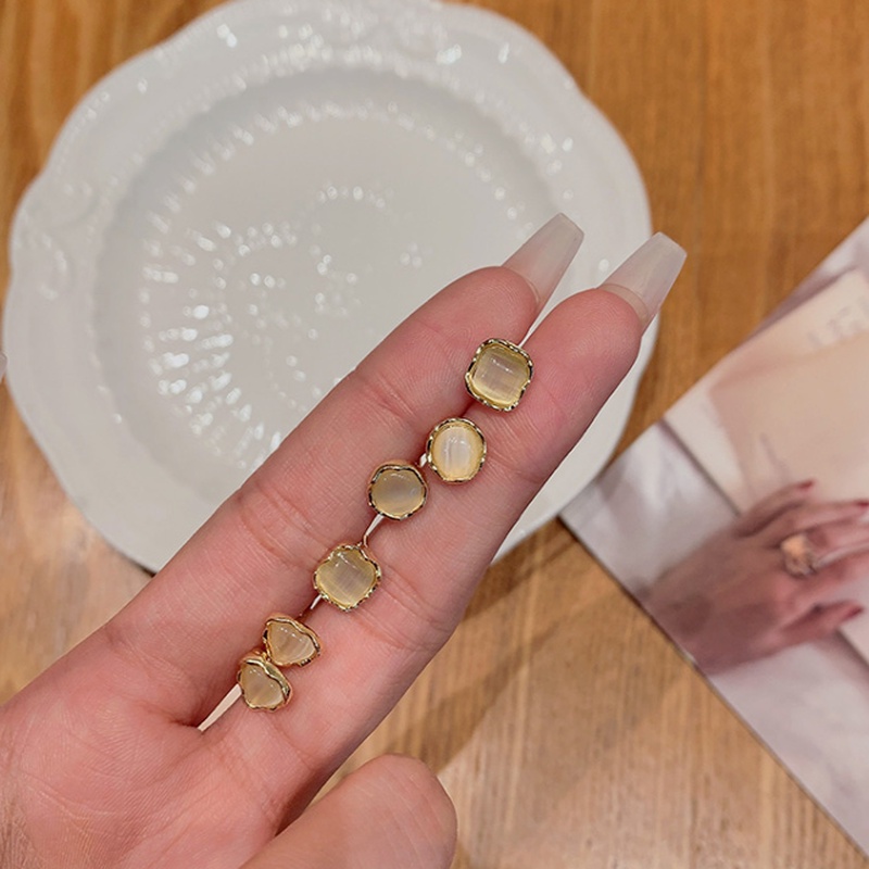 We Flower 6PCs Vintage 14K Gold Geometric Opal Stud Earrings Set for Women Girls #8
