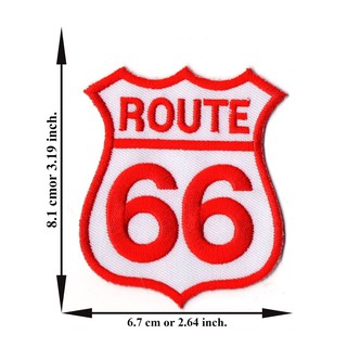 ตัดรีด ตัวรีดติดเสื้อ อาร์มปัก ติดเสื้อปัก ปักเสื้อ DIYลาย ROUTE 66 สี5