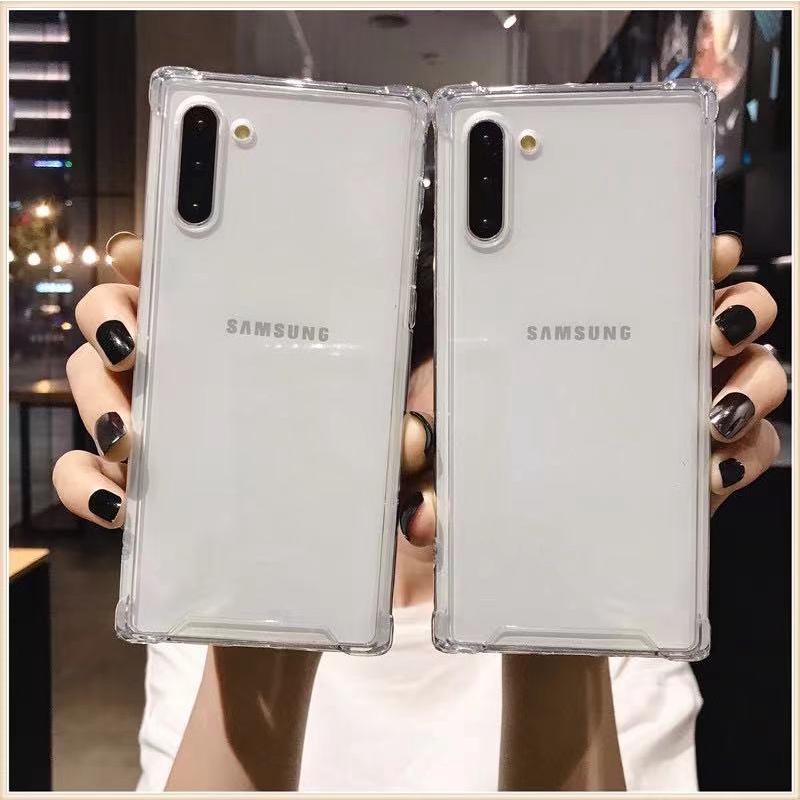 บางเฉียบ โปร่งใส เคส Samsung Galaxy S23 Ultra S22 Ultra S21FE S20FE S10 S20 S21 S22 S23 Plus + Note20 Ultra Note10 Plus  Case บางเฉียบ รู้สึกโลหะเปลือย ความต้านทานการตกสี่มุม นุ่ม tpu เคส