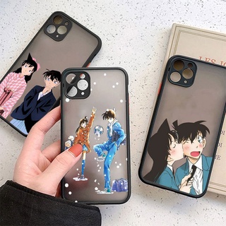 เคสโทรศัพท์มือถือคู่รัก แบบแข็ง เนื้อแมตต์ ป้องกันเลนส์กล้อง ลายการ์ตูนอนิเมะยอดฮิตยอดนักสืบโคนัน สําหรับ iPhone 13 Pro Max 11 12 7 8