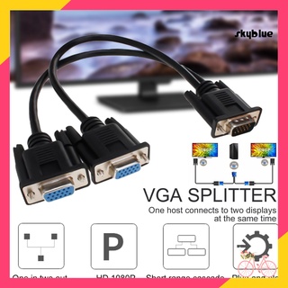 [SKY] อะแดปเตอร์แยกสายเคเบิล ตัวผู้ เป็นตัวเมีย VGA 2 จอภาพ ขนาดเล็ก สําหรับแล็ปท็อป คอมพิวเตอร์ตั้งโต๊ะ 1 ชิ้น