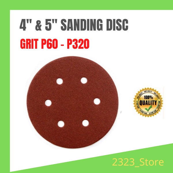 แผ่นทรายกลม ABRASIVE 5 นิ้ว (125 มม.) / 6 หลุม / 10 ชิ้น 4" 100 มม. ABRASIVE RED SANDPAPER 4INCH SAN