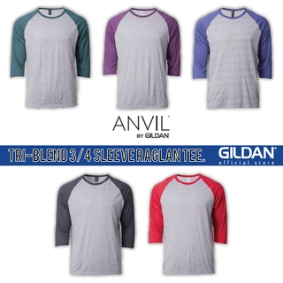 Anvil เสื้อยืดแขน 3/4 หลายสี สําหรับผู้ใหญ่ ทุกเพศ 6755