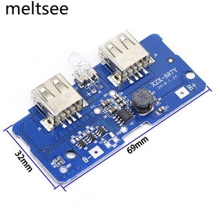 18650 Dual Micro Usb 3 . 7 V To 5 V 2a Boost Diy Pcb Board ที่ชาร์จ พร้อมไฟ Led 3.7V to 5V 2A Boost Mobile Power