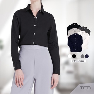 เสื้อเชิ้ตผู้หญิง แขนยาว สีดำ TFB Workwear