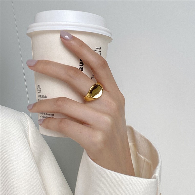 แหวนแฟชั่น ชุบทองคำ 14K สไตล์เกาหลี ปรับขนาดได้ เครื่องประดับสำหรับผู้หญิง