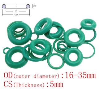 แหวนยาง O - Ring สีเขียวขนาด 5 มม . Od 16-35 มม . 10 ชิ้น