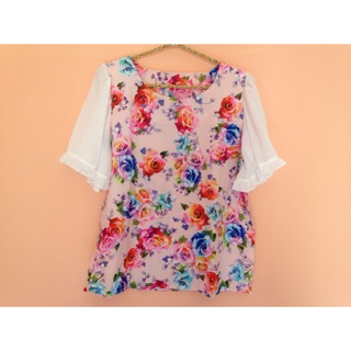 เสื้อลายดอก แฟชั่น สาวอวบ อก 39 มือหนึ่ง!!
