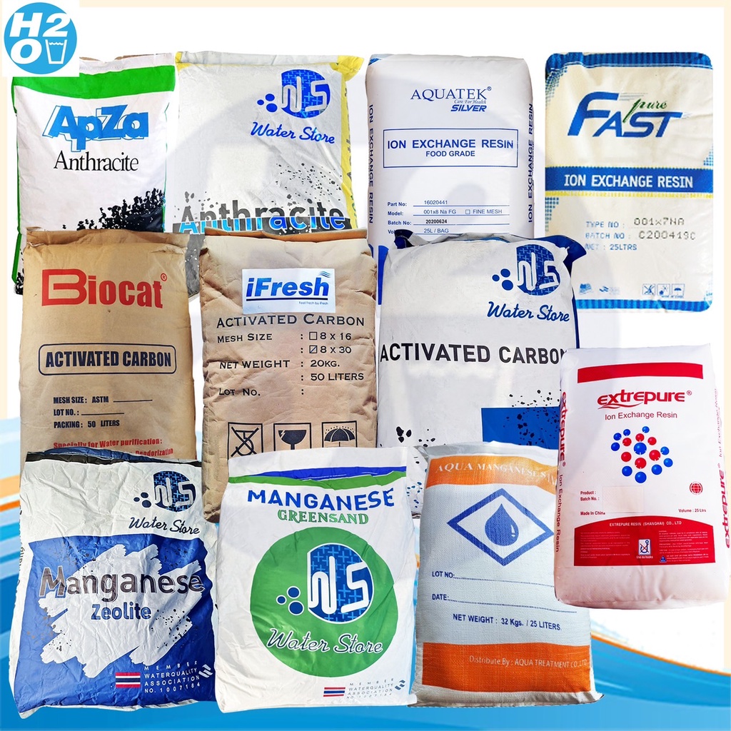 Resin สารกรองน้ำ เรซิ่น 25 ลิตร Food Grade สารกรอง แอนทราไซต์ คาร์บอน แมงกานีส Pall Tech Fastpure  Aquatek Ezytec