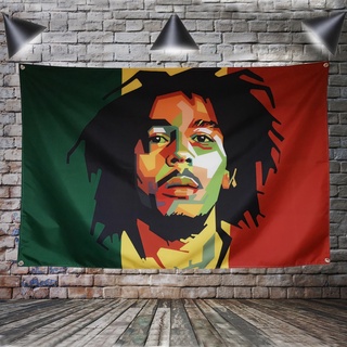 ธงแบนเนอร์ Bob Marley Reggae 4 Gromments สําหรับแขวนตกแต่งบ้าน