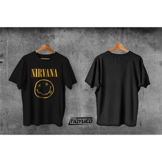 เสื้อยืดคอกลมเสื้อยืดสกรีนลาย Nirvana สีสวยทรงOversize ดำS-4XL