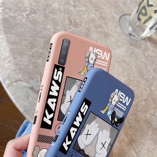 สำหรับ Samsung A6 2018 A6 PLUS 2018 A7 2018 A9 2018 A60 A22 A03s เคสโทรศัพท์พร้อมการ์ตูน kaws ภาพวาดรอยยิ้มกันกระแทกฝาหลังแบบนุ่มกล้องรูปแบบซิลิโคนแบบเต็มตัวป้องกันเลนส์เคสเคสน่ารัก