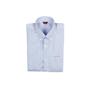 KINGMAN Blue Stripe Shirt เสื้อเชิร์ตปกแหลม เสื้อเชิ้ต เสื้อเชิ้ตผู้ชาย เสื้อเชิ้ตแขนยาว สีฟ้า ลายทาง