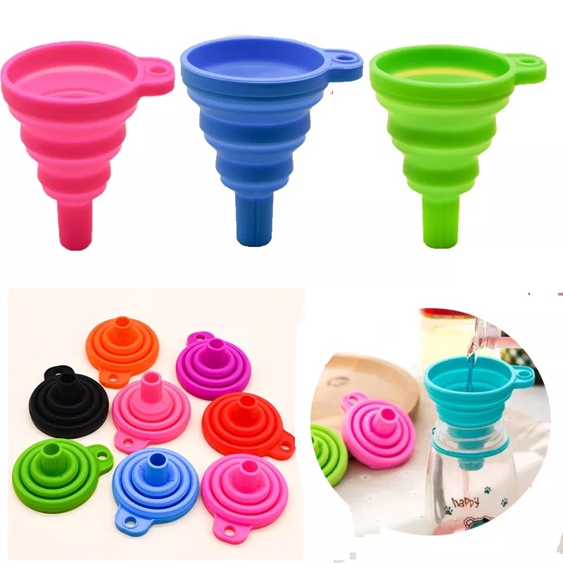 พร้อมส่ง กรวยซิลิโคน เกรดอาหาร พับได้ น้ําหนักเบา ทนทาน สําหรับเดินทาง