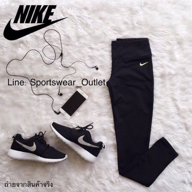 Nike - กางเกงออกกำลังกายผู้หญิง ขายาวดำ