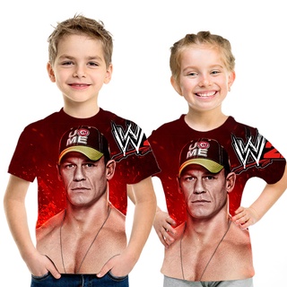 เสื้อยืดแขนสั้นลําลอง ผ้าโพลีเอสเตอร์ พิมพ์ลาย WWE 3d ขนาดใหญ่ แฟชั่นสําหรับเด็ก 2022