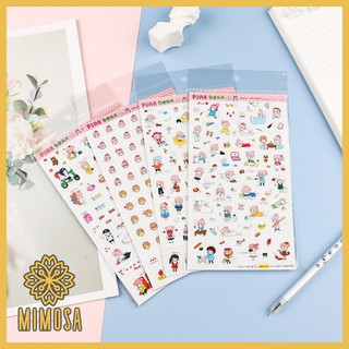 MIMOSA สติ๊กเกอร์ pink bean ลายการ์ตูน สติ๊กเกอร์ติดไดอารี่ สติ๊กเกอร์น่ารัก สติ๊กเกอร์ 95*170mm