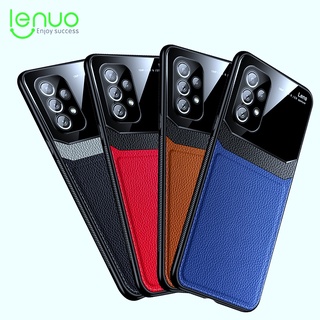 Lenuo Luxury PU Leather Case For Samsung Galaxy A73 5G Case Plexiglass Leather Hit Color Shockproof Cover