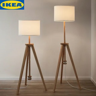 IKEA LAUTERS ลอเทียร์ โคมไฟตั้งพื้น , น้ำตาล ไม้แอช/ขาว แนะนำให้ใช้หลอด LED หลอดกลมแก้วขุ่น สีขาว E27