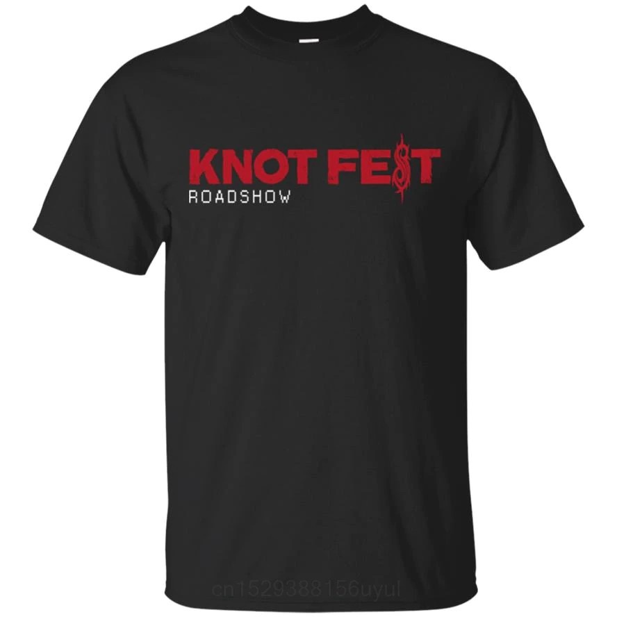 ใหม่ Heavy Metal Knotfest Roadshow Slipknot Vintage Tour สีดํา Oversize เสื้อยืดผู้ชายแฟชั่น