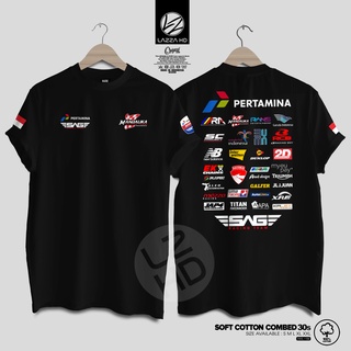 Pertamina Mandalika Premium Distro เสื้อยืดลําลอง แขนสั้น คอกลม พิมพ์ลาย Sponsor On Motorcycle SAG Racing Team Original circuit ori Cool fasion lombok Lazza HD