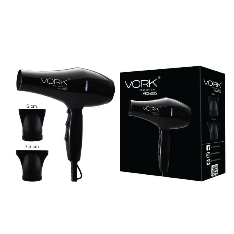 สินค้าใหม่ แท้ VORK PROFESSIONAL ไดร์เป่าผม รุ่น VK2400S สีดำ(ตัดปีกกล่อง)