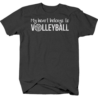 ลดกระหน่ํา เสื้อยืดลําลอง แขนสั้น พิมพ์ลาย My heart belongs to volleyball love สําหรับผู้ชาย ABfajm24DPhlla29