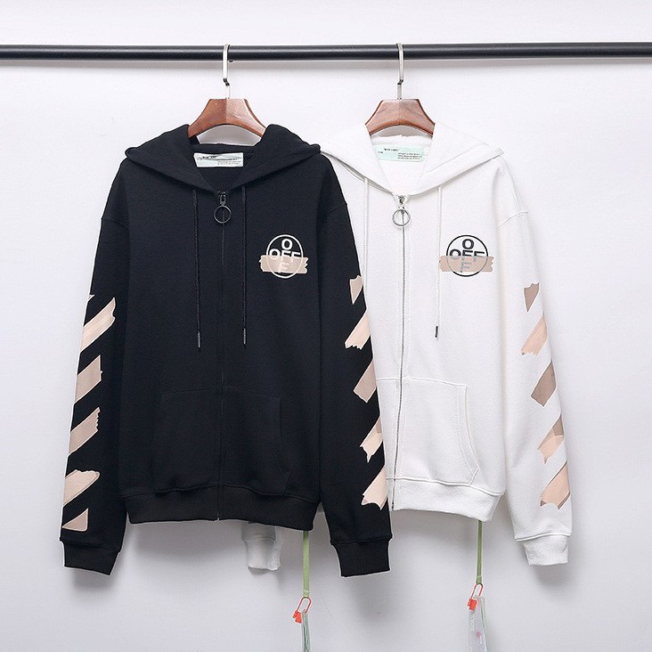 OFF WHITE hot stamping tape arrow hoodie zipper