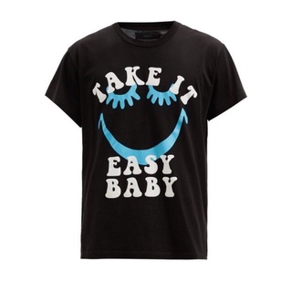 AMIRI 2022" (size S อก 42” พร้อส่ง) TAKE IT EASY BABY" ตัวหนังสือโฟมนูน black short sleeve printed cotton jersey T-shirt