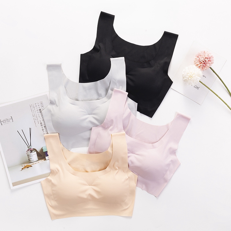 ชุดชั้นในไร้รอยต่อไม่มีลวดสําหรับผู้หญิงขนาดบวก Bralette Crop Tops ชุดชั้นในเซ็กซี่กีฬาไร้สายเบาะ Push Up ชุดชั้นในกันกระแทก Brassiere