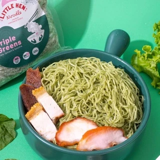 บะหมี่ผักเพื่อสุขภาพ เส้นสด 400กรัม (ไม่ใส่สารกันบูด) **จัดส่งวันอังคาร** Triple Greens Noodle (Little Hen Noodle)