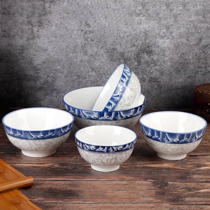 RTNS SHOP :ถ้วยเซรามิค ชามเซรามิค ชามลายคราม (ชุด 3 ใบ)มี 4 ขนาด