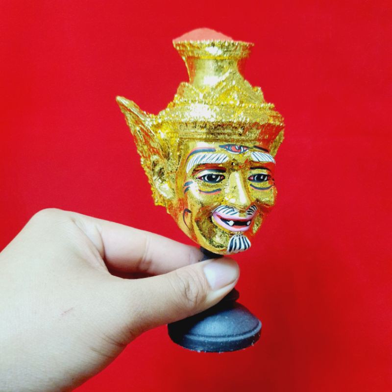 เศียรครูพ่อปู่ฤาษีตาไฟ งานปิดทองเขียนหน้าสวยงามสูง 15 เซนติเมตร
