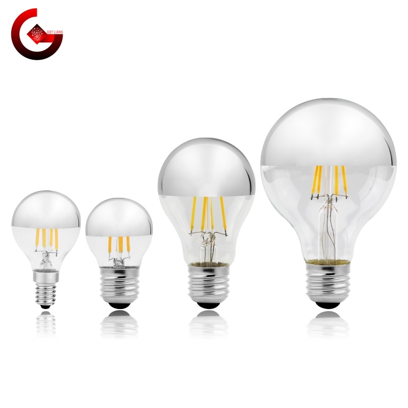 Got Liang หลอดไฟ LED Edison E14 E27 4W 220V G45 A60 ST64 G80 G95 สีเงิน สไตล์วินเทจ