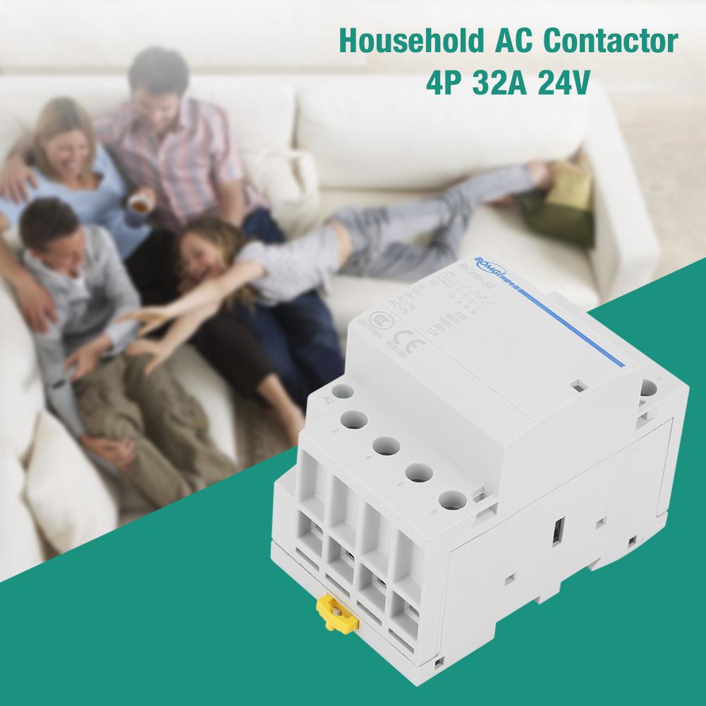 [Ready Stock] 2NO 4P 50/60Hz 2NC 24V/230V Household Rail 32A DIN AC Contactor Mount xguli.th