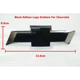 ป้ายโลโก้พลาสติกสีดำเงาขอบเงิน Chevrolet ขนาด 23.0x8.0cm ติดตั้งด้วยเทปกาวสองหน้าด้านหลัง