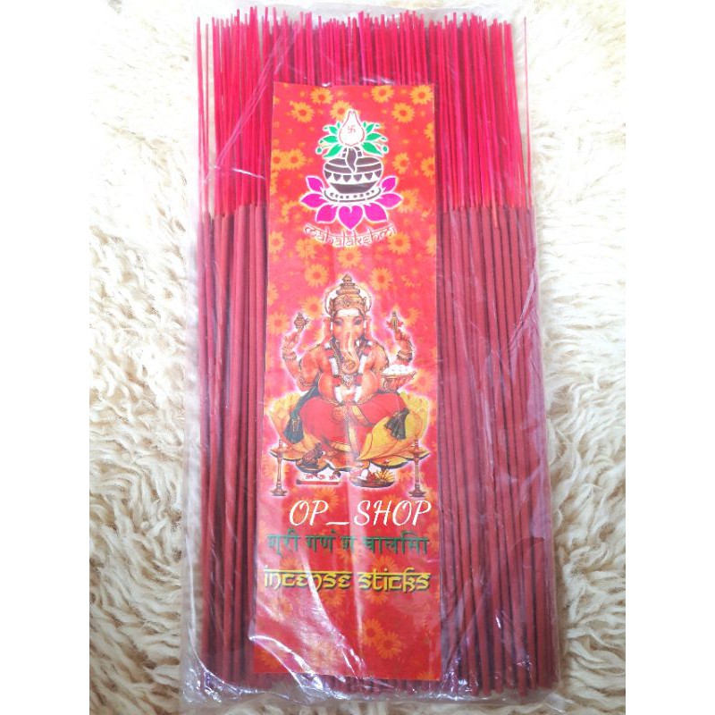 ธูปอินเดีย ธูปแดง ธูปหอมเกรดพรีเมี่ยม(กลิ่นพฤกษา) ตราพระพิฆเนศ ขนาด 500 กรัม (หอมทะลุซอง)