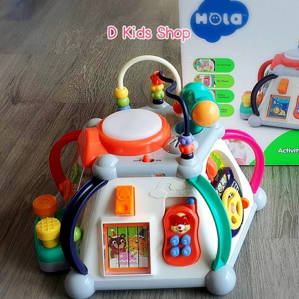 D3 ลดแร้งง กล่องกิจกรรมเด็ก 6 ด้าน สีโทนพาสเทลน่ารัก แบรนด์ดัง Hola toys