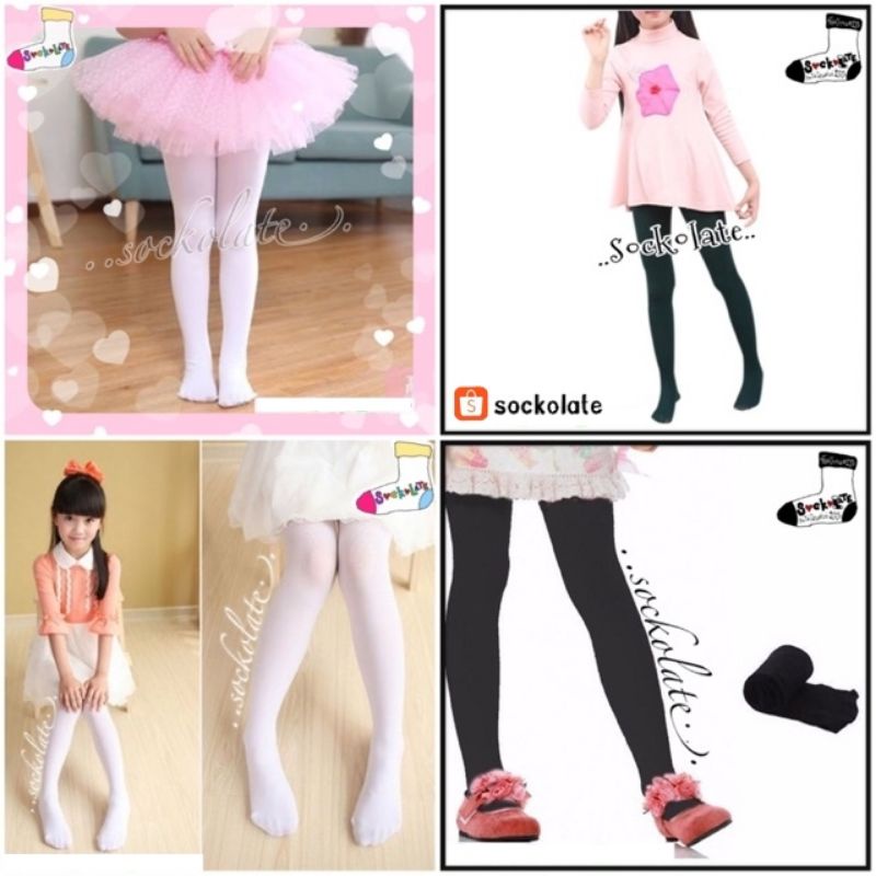 ถุงน่องเด็ก สีขาว/สีดำ ถุงน่องเนื้อหนาแบบเต็มตัว สำหรับสาวน้อยวัย 1-12 ขวบ