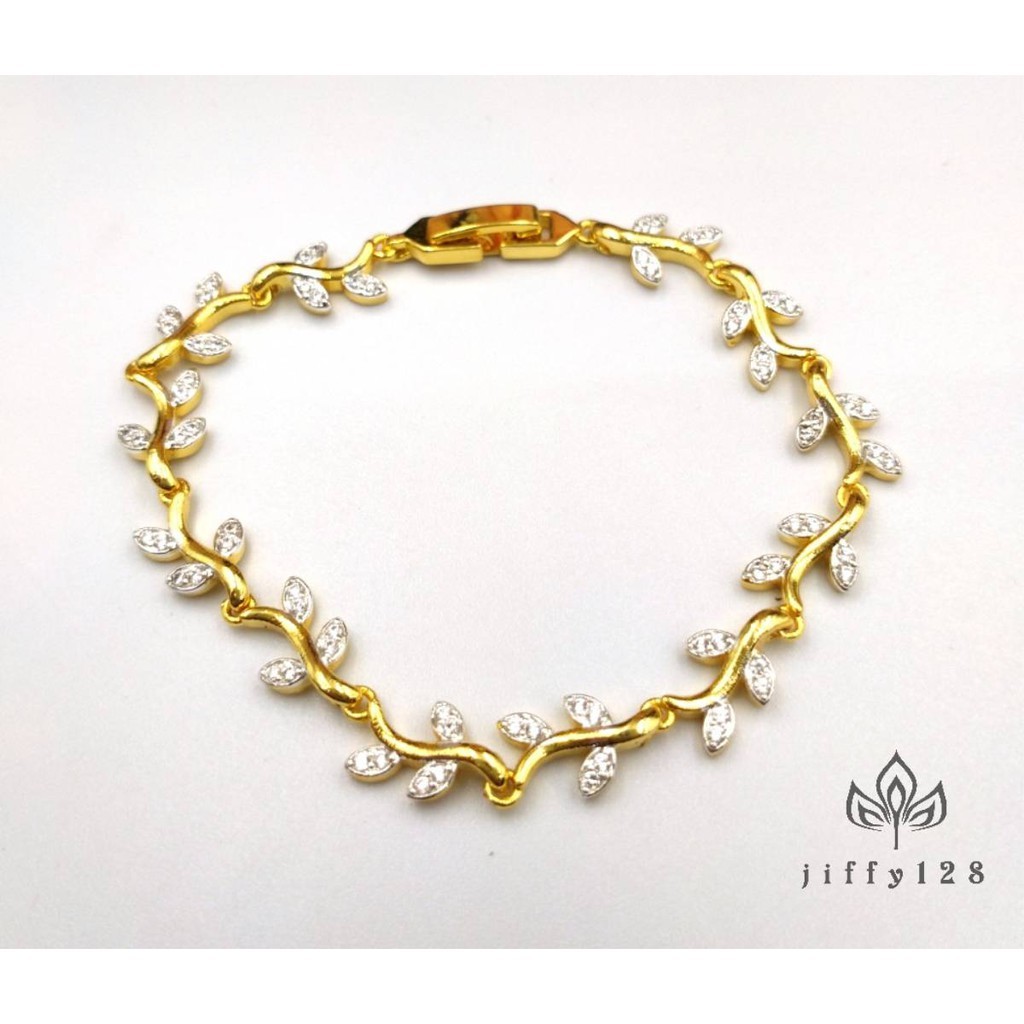 jewelryshop365 K209 สร้อยข้อมือใบมะกอกงานไมครอน สร้อยข้อมือสวยงานทน