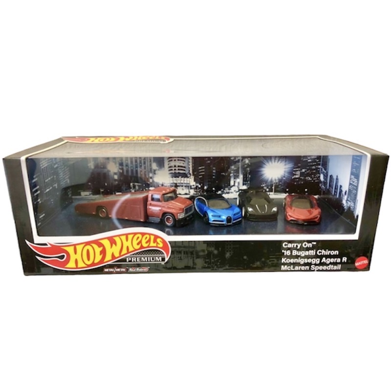 Hot Wheels Premium Set Carry On, '16 Bugatti Chiron, Koenigsegg Agera R, McLaren Speedtail