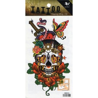 Tattoo ลาย หัวกะโหลก Skull แท็ททู สติกเกอร์ HM800