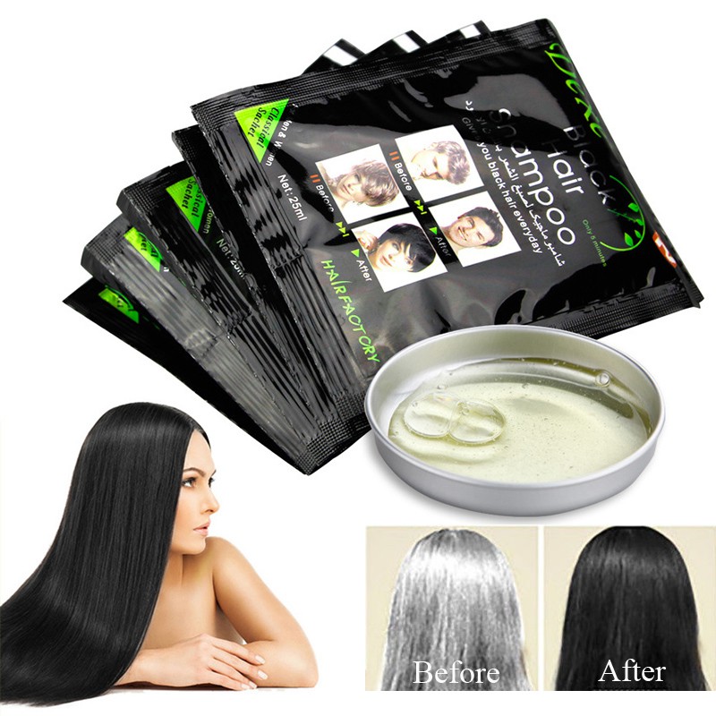 10pcs White Hair Blackening Hair Dye Two-In-One Package Dyed Black Hair  Shampoo Portable Hair Color Cream Travel/Home NF | Shopee Thailand