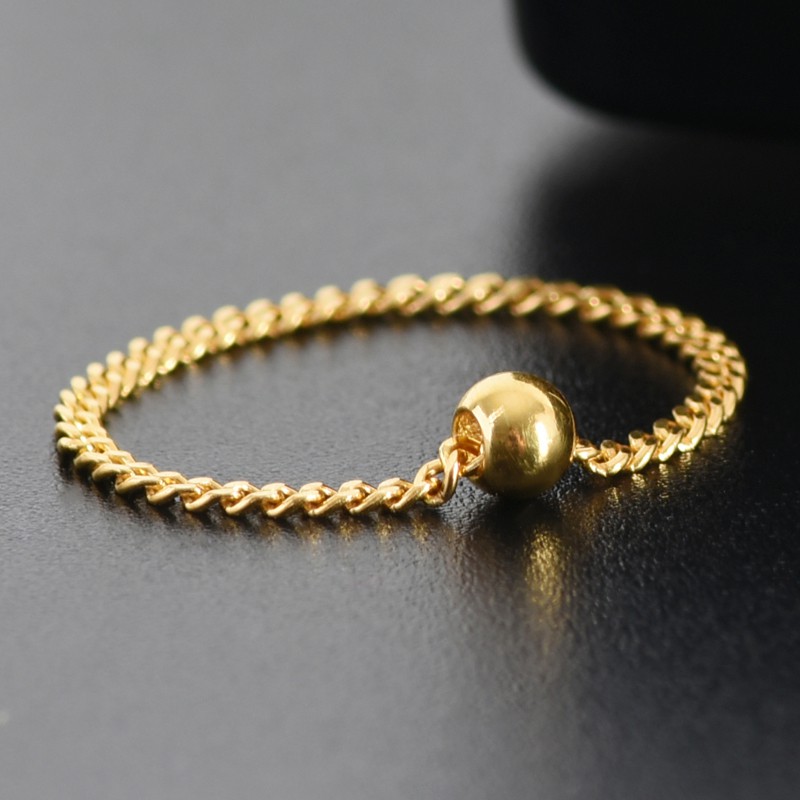 Baochuang 999 แหวนลูกปัดทองคำขาวบริสุทธิ์ ห่วงโซ่ทองด้านข้างแหวนลูกปัดโอนเงินแหวนทองอ่อน