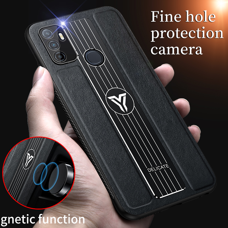 MRSTER Oppo A5 2020 Custodia, Armor Custodia con 360 Gradi Girevole Anello, Silicone TPU e PC Doppio Strato Bumper Protettiva Cover per Oppo A5 2020 / Oppo A9 2020. HB Black