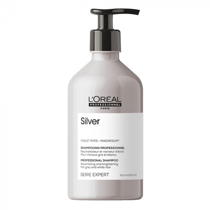 Loreal  Silver Shampoo ลอรีอัล แชมพู ซิลเวอร์ 500 มล. สำหรับ ผมโทน สีเทา ขาว แชมพูสีม่วง แชมพูสำหรับ